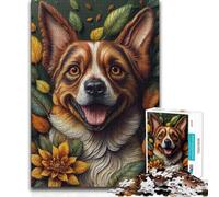 Rompecabezas de 1000 Piezas para Adultos, diseño de Perro con Flores, Juego Educativo Familiar, Ideas de Regalo educativas, 38x52cm (1000 Piezas)