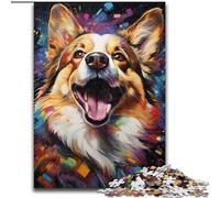 Rompecabezas de 1000 Piezas para Adultos,diseño de Perro Corgi de Colores,Hecho de Madera Un Regalo Ideal para la Familia 50x75cm Ideal para decoración del hogar,Entrenamiento Mental
