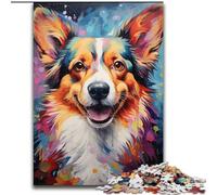 Rompecabezas de 1000 Piezas para Adultos,diseño de Perro Corgi de Colores,Hecho de maderay Año Nuevo,Regalo navideño de 50x75cm para Fiestas,cumpleaños y Noches de Juegos Familiares