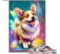 Rompecabezas de 1000 Piezas para Adultos, diseño de Perro Corgi de Madera, decoración del hogar 50x75cm, Ideal para Adolescentes