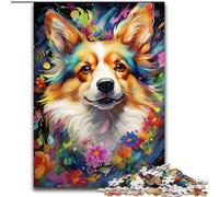 Rompecabezas de 1000 Piezas para Adultos, diseño de Perro Corgi de Madera, para Adolescentes Mayores de 14 años, decoración del hogar, 50x75cm, Ideal para cumpleaños, Fiestas y Ocasiones Especiales