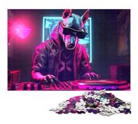 Rompecabezas de 1000 Piezas para Adultos diseño de Perro DJ ciberpunk Rompecabezas de Madera para Adultos (tamaño 75 x 50 cm)