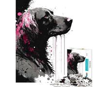 Rompecabezas de 1000 Piezas para Adultos diseño de Perro Flat Coated Retriever Rosa Juguetes adictivos para Cultivar la Paciencia Juego práctico Decoración para el hogar Regalos de cumpleaños