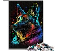 Rompecabezas de 1000 Piezas para Adultos,diseño de Perro Pastor de Colores,Hecho de Madera,Ideal como decoración o Regalo de cumpleaños,50x75cm para cumpleaños,festividades y Ocasiones Especiales