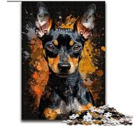 Rompecabezas de 1000 Piezas para Adultos, diseño de Perro Pinscher Miniatura, de Madera, Halloween, Pascua y Año Nuevo 1000 Piezas(50x75cm)