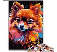 Rompecabezas de 1000 Piezas para Adultos, diseño de Perro Pomerania, Hecho de Madera, Ideal para Regalar en Familia 50x75cm, Ideal para decoración del hogar, Entrenamiento Mental y Regalos navideños