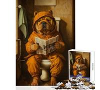 Rompecabezas de 1000 Piezas para Adultos diseño de Perro Que va al baño Juguetes antiestrés Regalos para Mujeres y Hombres Juego Familiar Actividades Divertidas en casa tamaño 38x26cm