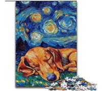 Rompecabezas de 1000 Piezas para Adultos,diseño de Perro Salchicha en el Cielo Nocturno,de Madera,Ideal para divertirse en Familia,Relajarse y Regalar en Vacaciones,para Fiestas de cumpleaños