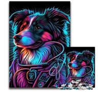 Rompecabezas de 1000 Piezas para Adultos, diseño de Perros de Guerra de neón, Rompecabezas imposibles, decoración del hogar y diversión navideña, 26x38cm/10,23x14,96 Pulgadas.