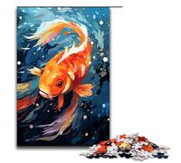 Rompecabezas de 1000 Piezas para Adultos diseño de pez koi rodeado de Salpicaduras Toda la Familia 75 x 50 cm