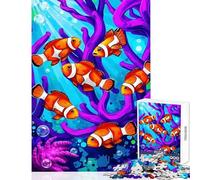 Rompecabezas de 1000 Piezas para Adultos diseño de pez Payaso en un Arrecife de Coral Juguetes antiestrés Regalos de Amigo Secreto Juego Familiar descompresión Intelectual (tamaño 50x75cm)