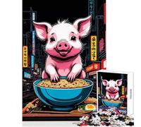 Rompecabezas de 1000 Piezas para Adultos diseño de Piggy Ramen Night decoración del hogar Juguetes Obra de Arte Regalo Juego práctico desafiante para completar tamaño 38x26cm
