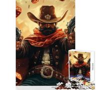 Rompecabezas de 1000 Piezas para Adultos diseño de Pistolero Occidental con Poncho Juguetes antiestrés Ideas de Regalo para Juegos educativos descompresión Intelectual tamaño 50x75cm