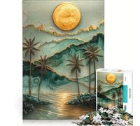 Rompecabezas de 1000 Piezas para Adultos, diseño de Playa Kintsugi en Oro Jade, Ideal para decoración de Pared, interacción Entre Padres e Hijos cumpleaños 50x75cm