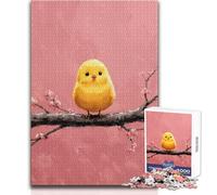 Rompecabezas de 1000 Piezas para Adultos, diseño de Pollito Amarillo en una Rama floreciente Juego Creativo de resolución de Problemas Idea de Regalo Memorable y conmovedora Tamaño: 38x52cm