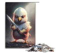 Rompecabezas de 1000 Piezas para Adultos diseño de Pollito Loco con Espada Juego práctico decoración única para el hogar y Regalos 75 x 50 cm