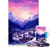 Rompecabezas de 1000 Piezas para Adultos,diseño de Pueblo Europeo nevado,Arte de Bordes Premium,Rompecabezas,Regalo,Juego Casual,Actividad de cumpleaños (38x52cm)