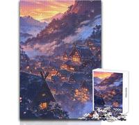 Rompecabezas de 1000 Piezas para Adultos, diseño de Pueblo japonés, Amanecer, relájate en tu Tiempo Libre, Corte Limpio, sin Costuras, Entrelazado, tamaño de Juguete: 38x26cm