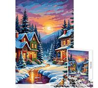 Rompecabezas de 1000 Piezas para Adultos diseño de Pueblo navideño nevado Ideal para cumpleaños Juego Educativo para interacción Entre Padres e Hijos (tamaño 38x52cm)