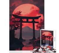 Rompecabezas de 1000 Piezas para Adultos diseño de Puerta Japonesa bajo el Mo Rojo Juguete Decorativo para Pared Regalo de Amigo Secreto Juegos relajantes con Piezas de Formas aleatorias