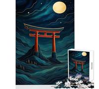 Rompecabezas de 1000 Piezas para Adultos diseño de Puerta Torii Japonesa bajo la luz de la Luna Ideal para decoración del hogar Juguetes Obras de Arte Regalo Juego Educativo difícil y desafiante