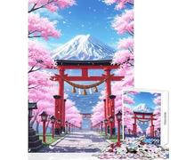 Rompecabezas de 1000 Piezas para Adultos diseño de Puerta Torii Japonesa decoración de Pared con Piezas de Formas aleatorias Totalmente entrelazadas tamaño 38x52cm