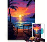 Rompecabezas de 1000 Piezas para Adultos,diseño de Puesta de Sol en el océano de Hawái,píxeles de Bordes Afilados,Juego de Habilidad Mental,Divertido y Tranquilo, (38x26cm)