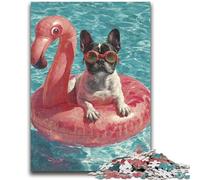 Rompecabezas de 1000 Piezas para Adultos, diseño de Pug Nadador, Juego Educativo Familiar, decoración de Pared, cumpleaños y Navidad, 38x26cm