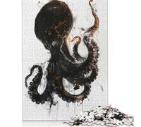 Rompecabezas de 1000 Piezas para Adultos, diseño de Pulpo en Acuarela, de Madera, para Adultos y Adolescentes (Mayores de 14 años), 1000 Piezas (75 x 50 cm)