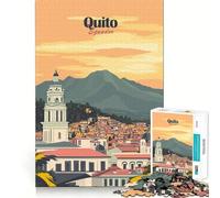 Rompecabezas de 1000 Piezas para Adultos,diseño de Quito,Ecuador,Paisaje Urbano,póster de Viaje,Arte de Bordes precisos,Juego de lógica,diversión Tranquila,Regalo Festivo de Ocio (38x52cm)