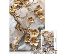 Rompecabezas de 1000 Piezas para Adultos diseño de Rama de Cerezo con Vetas Doradas Ideal para Juegos Familiares Regalos para Mujeres decoración de Pared con Piezas de Formas aleatorias Que encajan