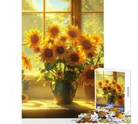 Rompecabezas de 1000 piezas para adultos diseño de ramo de girasoles cabaña decoración del hogar juguetes ideas de regalo juego familiar con piezas de formas aleatorias totalmente entrelazadas 50x75cm