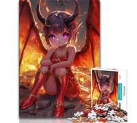 Rompecabezas de 1000 Piezas para Adultos diseño de Red Dragon Girl Ideal para Adolescentes Ideal para Pasar el rato y aliviar el estrés Ideal para Padres e Hijos 38x26cm