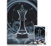 Rompecabezas de 1000 Piezas para Adultos,diseño de Reina de ajedrez con Constelaciones y Humo Disfruta de un Tiempo de relajación y Tranquilidad Ajuste Estable Corte preciso del Juguete: 50x75cm