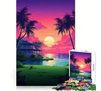Rompecabezas de 1000 Piezas para Adultos,diseño de Resort Hawaiano,Pixel Art,Juego de precisión,Juguete Inteligente para el Cerebro,Juego de Entretenimiento,Regalo de cumpleaños para la Mente 50x75cm