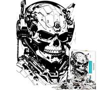 Rompecabezas de 1000 Piezas para Adultos diseño de Robot Calavera Cyberpunk en Blanco y Negro difícil y desafiante Que Mejora la Memoria y es antiestrés para Mayores de 14 años (50x75cm)