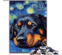 Rompecabezas de 1000 Piezas para Adultos, diseño de Rottweiler Night Sky de Madera, Ideal como decoración o Regalo de cumpleaños, 50x75cm, Ideal para Adolescentes
