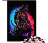 Rompecabezas de 1000 Piezas para Adultos, diseño de samurái neón de Madera Divertida Actividad para Disfrutar en casa, 50x75cm Una Atractiva Noche de Juegos en Familia