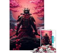 Rompecabezas de 1000 Piezas para Adultos diseño de samurái Ninja con Flores Rosas Ideal para Relajarse Jugar un Juego Educativo un desafío un Juguete Amigo Invisible
