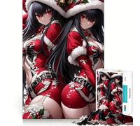 Rompecabezas de 1000 Piezas para Adultos, diseño de Santa Claus Gemela, Chicas Anime, Waifu, articulaciones Finas, Divertido Juego Mental, Regalo Acogedor, Juego de Navidad, Regalo de Ocio (38x52cm)
