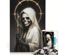 Rompecabezas de 1000 Piezas para Adultos diseño de Santa Muerte Blanca Juegos relajantes Actividades Divertidas en casa para Fortalecer el Amor en Pareja 38x52cm