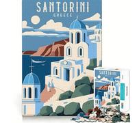 Rompecabezas de 1000 Piezas para Adultos diseño de Santorini Grecia Ideal para Viajes con Cortes precisos para desarrollar la Creatividad y el ingenio Un Divertido Juego de cumpleaños