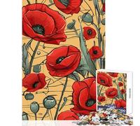 Rompecabezas de 1000 Piezas para Adultos diseño de Semillas de Amapola roja cubismo Juguete de Arte decoración de Pared Regalo de cumpleaños Juego práctico Que Mejora el Amor Entre Parejas 38x26cm