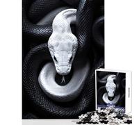 Rompecabezas de 1000 Piezas para Adultos diseño de Serpiente Blanca sobre Negro Ideal para Decorar el hogar Regalos y Juegos relajantes desafiantes para completar Tamaño 50x75cm