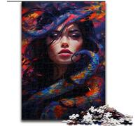 Rompecabezas de 1000 Piezas para Adultos, diseño de Serpiente de Madera de Colores, Ideal para Decorar o como Regalo de cumpleaños, 50x75cm Un Rompecabezas desafiante y Relajante para Adolescentes