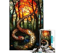 Rompecabezas de 1000 Piezas para Adultos diseño de Serpiente de vidriera Ideal para Adolescentes Juego Familiar de Carreras de Velocidad Fomenta la interacción Entre Padres e Hijos (tamaño 38x26cm)