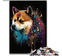 Rompecabezas de 1000 Piezas para Adultos,diseño de Shiba Inu de Colores,Hecho de Madera Padres,Parejas y Amigos,a Partir de 14 años 50x75cm Ideal para cumpleaños,Vacaciones