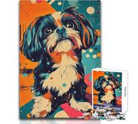 Rompecabezas de 1000 Piezas para Adultos, diseño de Shih Tzu, Estilo Pop Art, Ideal para Decorar el hogar, Juguetes para Mayores de 14 años (tamaño 50x75cm)