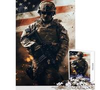 Rompecabezas de 1000 Piezas para Adultos diseño de Soldado Americano Juguetes antiestrés Regalos geniales y Juguetes Juego Educativo Interesante Juego para Reducir el estrés tamaño 38x52cm