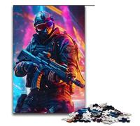 Rompecabezas de 1000 Piezas para Adultos diseño de Soldado del ejército de neón Juguetes de Entretenimiento Familiar decoración única para el hogar y Regalos 75 x 50 cm